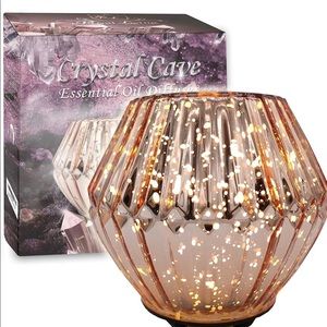 Crystal Cave Essential Oil Diffuser Accent Lamp Combination, Rose Gold Shimmer
